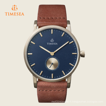 Timesea marque montre-bracelet en cuir bracelet à quartz pour hommes 72248